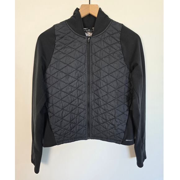Nike Aerolayer Black Quilted Jacket Women’s Large Hybrid Softshell Activewear - Picture 1 of 3
